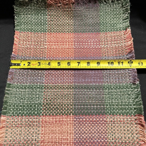 5 Vtg Pastel Plaid Chunky Woven Pastel Plaid‎ Placemats Fringed Hem 17 x 12.5 - Picture 3 of 5
